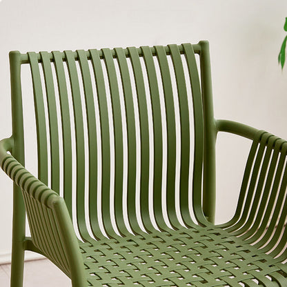 Modern Simplicity Square PP Outdoor Stackable Dining Chair Backrest Armrest For Dining Room