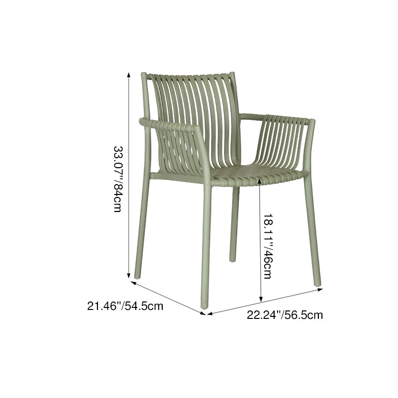 Modern Simplicity Square PP Outdoor Stackable Dining Chair Backrest Armrest For Dining Room