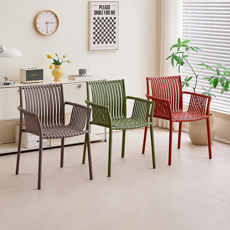 Modern Simplicity Square PP Outdoor Stackable Dining Chair Backrest Armrest For Dining Room