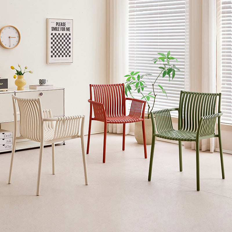 Modern Simplicity Square PP Outdoor Stackable Dining Chair Backrest Armrest For Dining Room