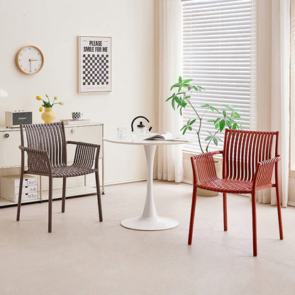 Modern Simplicity Square PP Outdoor Stackable Dining Chair Backrest Armrest For Dining Room