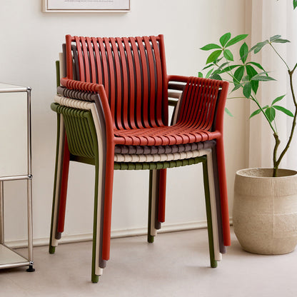 Modern Simplicity Square PP Outdoor Stackable Dining Chair Backrest Armrest For Dining Room