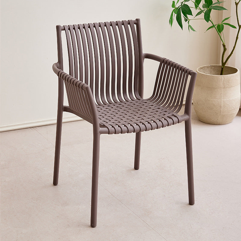 Modern Simplicity Square PP Outdoor Stackable Dining Chair Backrest Armrest For Dining Room