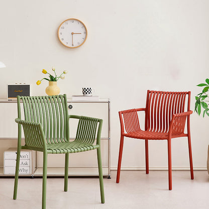 Modern Simplicity Square PP Outdoor Stackable Dining Chair Backrest Armrest For Dining Room