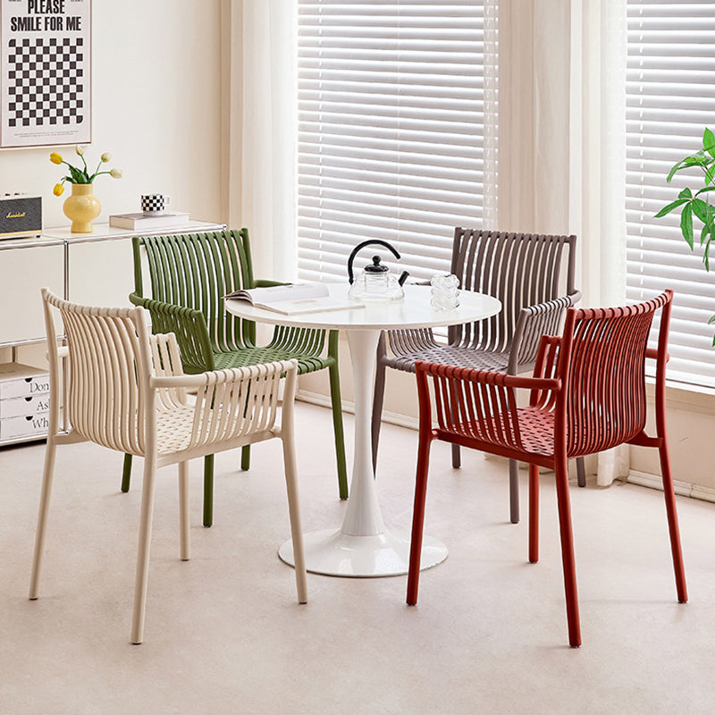 Modern Simplicity Square PP Outdoor Stackable Dining Chair Backrest Armrest For Dining Room