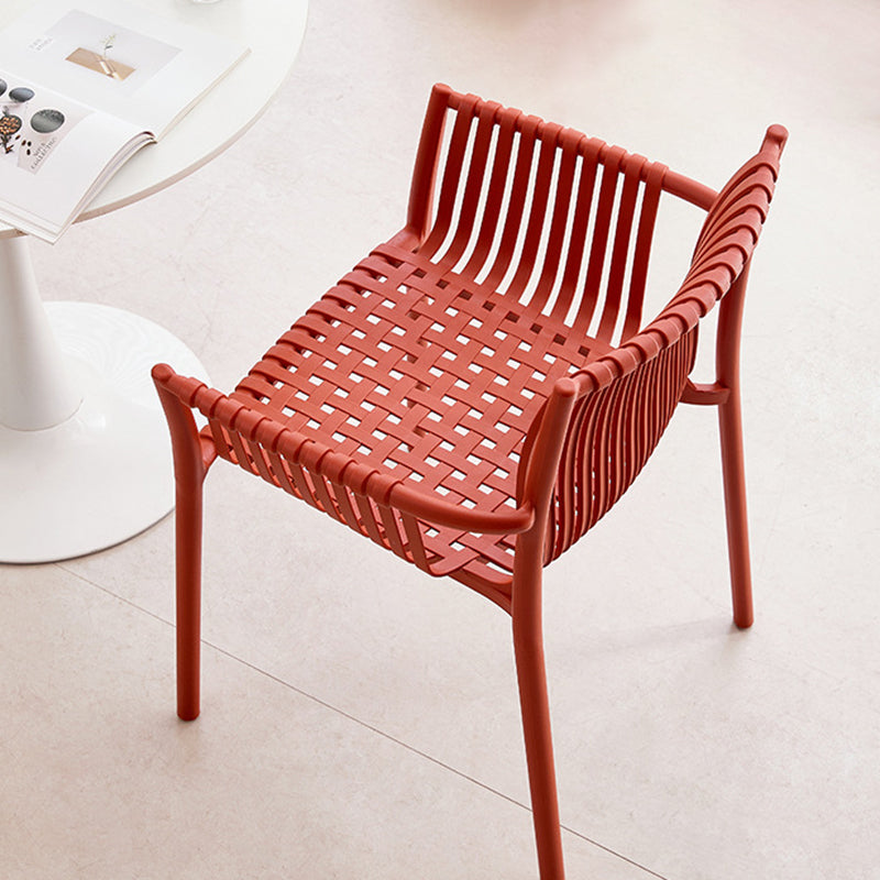 Modern Simplicity Square PP Outdoor Stackable Dining Chair Backrest Armrest For Dining Room