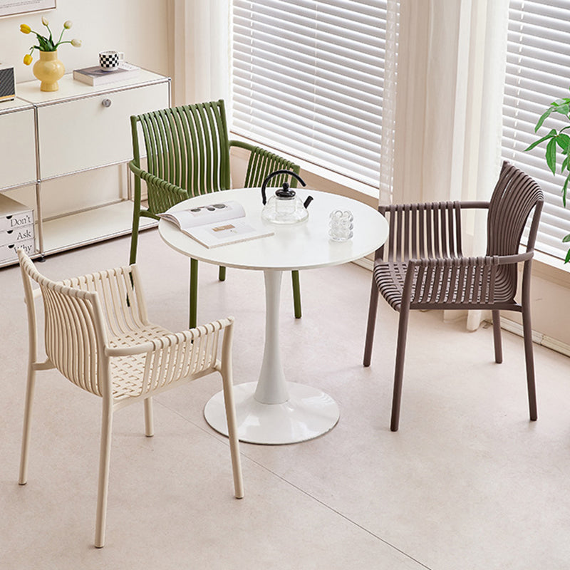 Modern Simplicity Square PP Outdoor Stackable Dining Chair Backrest Armrest For Dining Room