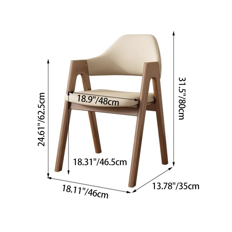 Contemporary Scandinavian V-Shape Solid Wood Microfiber Leather Sponge Dining Chair Backrest Armrest For Dining Room