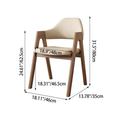 Contemporary Scandinavian V-Shape Solid Wood Microfiber Leather Sponge Dining Chair Backrest Armrest For Dining Room