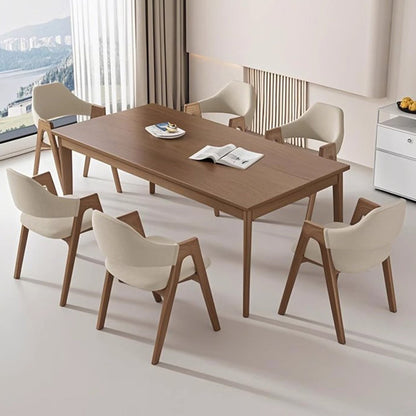 Contemporary Scandinavian V-Shape Solid Wood Microfiber Leather Sponge Dining Chair Backrest Armrest For Dining Room