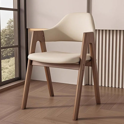 Contemporary Scandinavian V-Shape Solid Wood Microfiber Leather Sponge Dining Chair Backrest Armrest For Dining Room