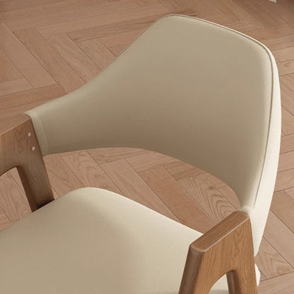 Contemporary Scandinavian V-Shape Solid Wood Microfiber Leather Sponge Dining Chair Backrest Armrest For Dining Room