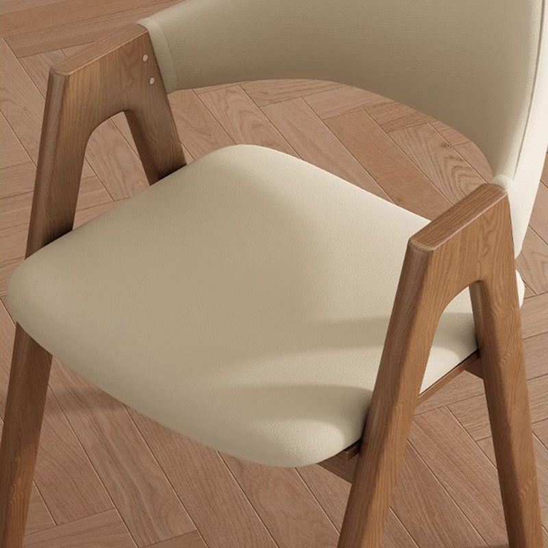 Contemporary Scandinavian V-Shape Solid Wood Microfiber Leather Sponge Dining Chair Backrest Armrest For Dining Room