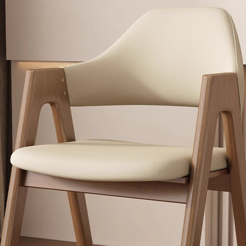 Contemporary Scandinavian V-Shape Solid Wood Microfiber Leather Sponge Dining Chair Backrest Armrest For Dining Room