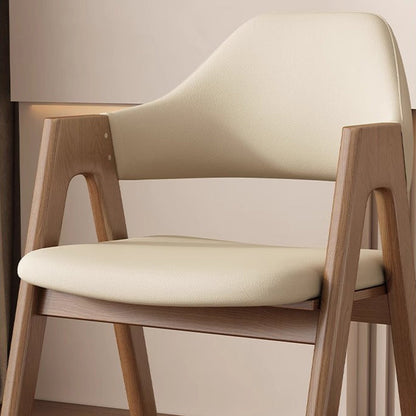 Contemporary Scandinavian V-Shape Solid Wood Microfiber Leather Sponge Dining Chair Backrest Armrest For Dining Room