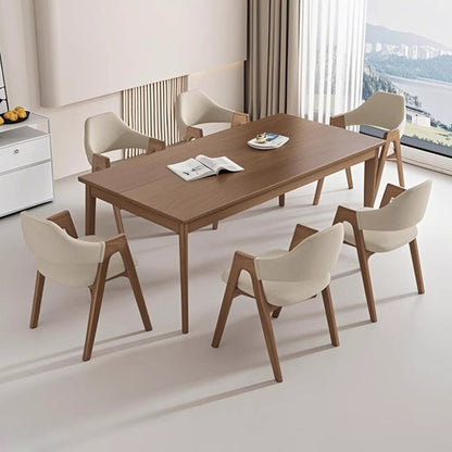 Contemporary Scandinavian V-Shape Solid Wood Microfiber Leather Sponge Dining Chair Backrest Armrest For Dining Room