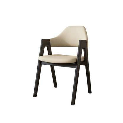 Contemporary Scandinavian V-Shape Solid Wood Microfiber Leather Sponge Dining Chair Backrest Armrest For Dining Room