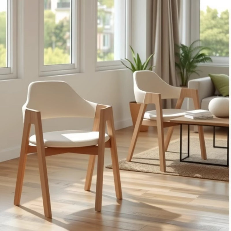 Contemporary Scandinavian V-Shape Solid Wood Microfiber Leather Sponge Dining Chair Backrest Armrest For Dining Room