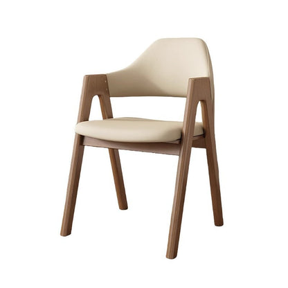 Contemporary Scandinavian V-Shape Solid Wood Microfiber Leather Sponge Dining Chair Backrest Armrest For Dining Room