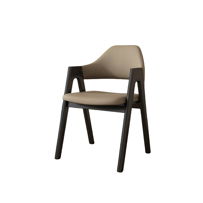 Contemporary Scandinavian V-Shape Solid Wood Microfiber Leather Sponge Dining Chair Backrest Armrest For Dining Room