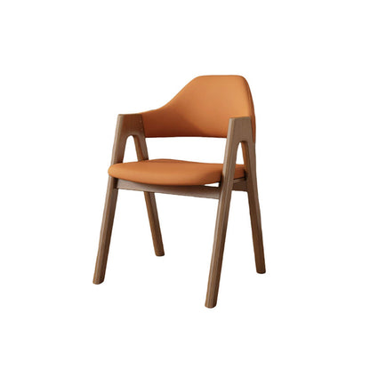 Contemporary Scandinavian V-Shape Solid Wood Microfiber Leather Sponge Dining Chair Backrest Armrest For Dining Room