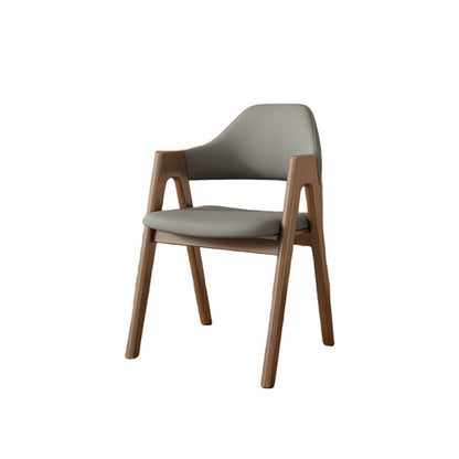 Contemporary Scandinavian V-Shape Solid Wood Microfiber Leather Sponge Dining Chair Backrest Armrest For Dining Room