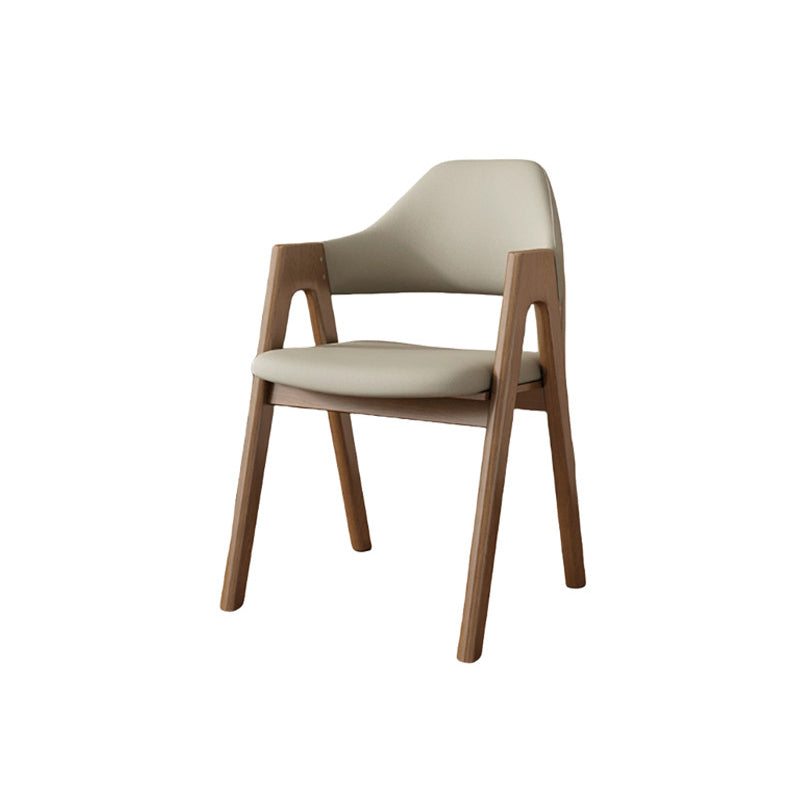 Contemporary Scandinavian V-Shape Solid Wood Microfiber Leather Sponge Dining Chair Backrest Armrest For Dining Room