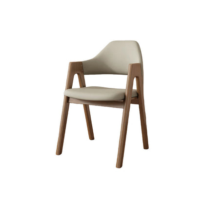 Contemporary Scandinavian V-Shape Solid Wood Microfiber Leather Sponge Dining Chair Backrest Armrest For Dining Room