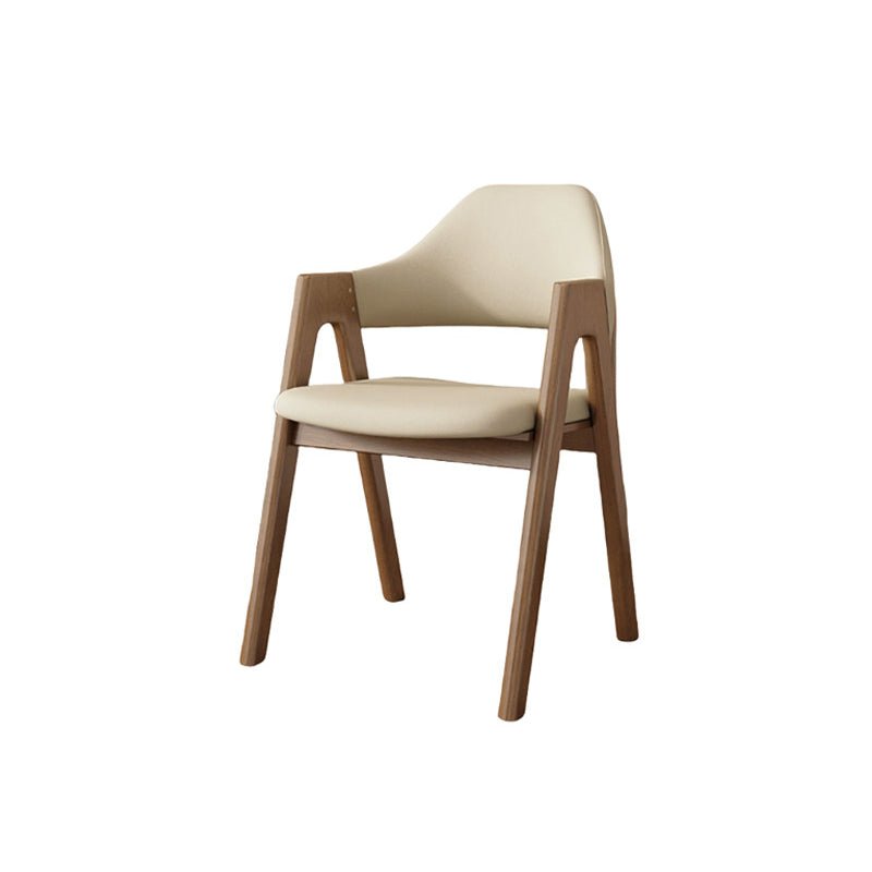 Contemporary Scandinavian V-Shape Solid Wood Microfiber Leather Sponge Dining Chair Backrest Armrest For Dining Room