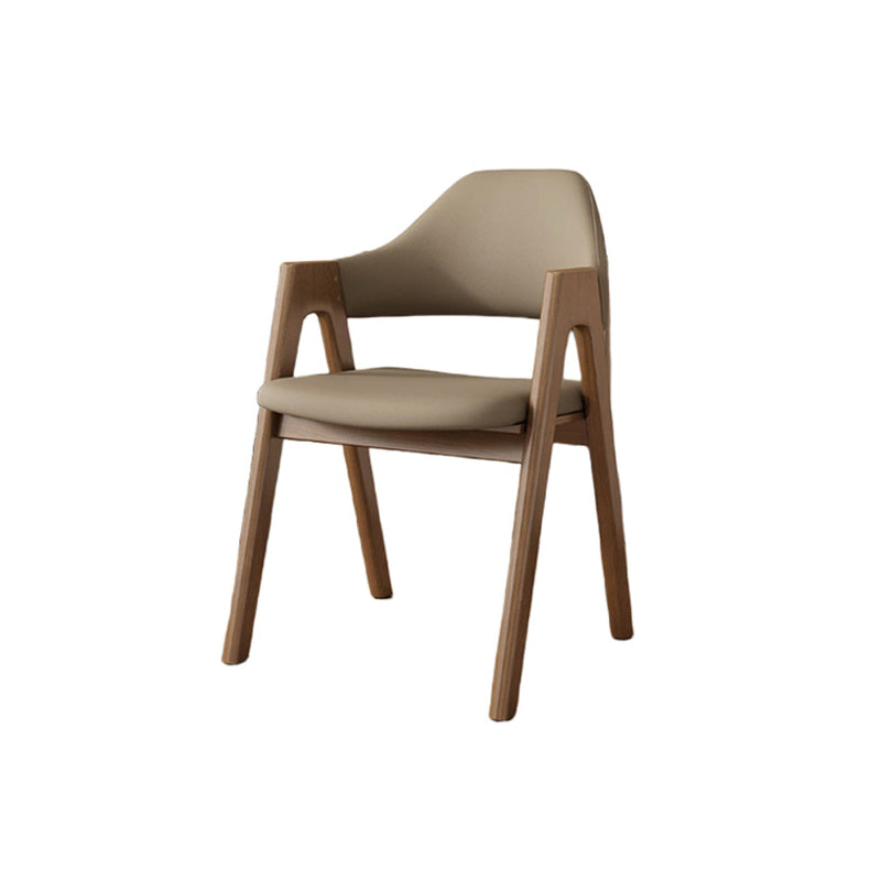 Contemporary Scandinavian V-Shape Solid Wood Microfiber Leather Sponge Dining Chair Backrest Armrest For Dining Room