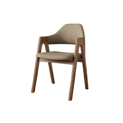 Contemporary Scandinavian V-Shape Solid Wood Microfiber Leather Sponge Dining Chair Backrest Armrest For Dining Room