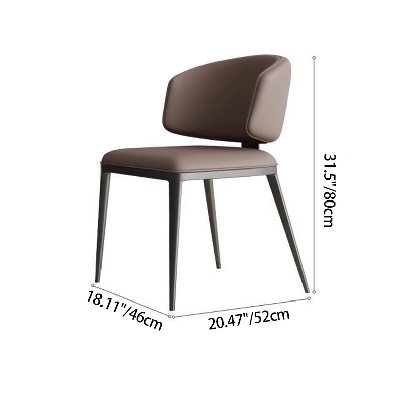 Contemporary Luxury Arc Carbon Steel Faux Leather Sponge Dining Chair Backrest Armless For Dining Room