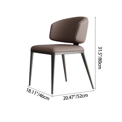 Contemporary Luxury Arc Carbon Steel Faux Leather Sponge Dining Chair Backrest Armless For Dining Room