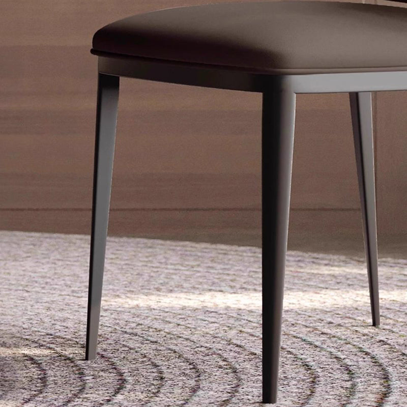 Contemporary Luxury Arc Carbon Steel Faux Leather Sponge Dining Chair Backrest Armless For Dining Room