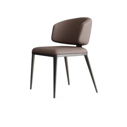 Contemporary Luxury Arc Carbon Steel Faux Leather Sponge Dining Chair Backrest Armless For Dining Room