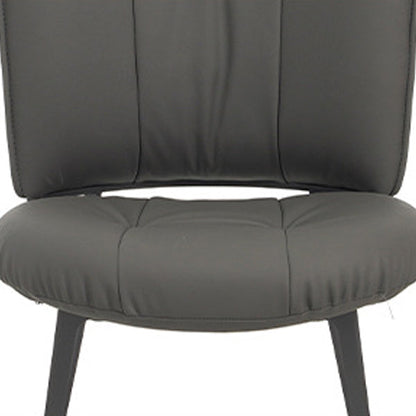 Contemporary Scandinavian Round Rectangular Wood Iron Faux Leather Sponge Dining Chair Backrest Armless For Dining Room