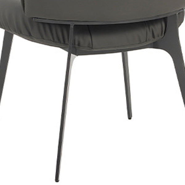 Contemporary Scandinavian Round Rectangular Wood Iron Faux Leather Sponge Dining Chair Backrest Armless For Dining Room