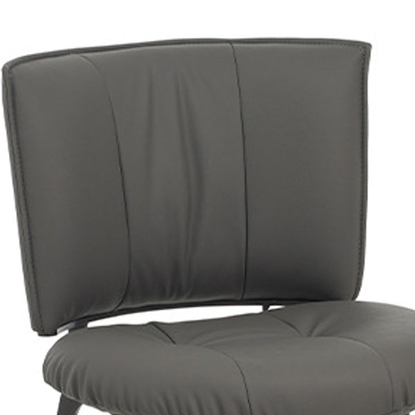 Contemporary Scandinavian Round Rectangular Wood Iron Faux Leather Sponge Dining Chair Backrest Armless For Dining Room