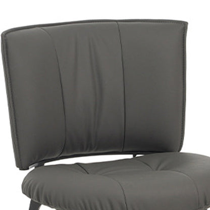 Contemporary Scandinavian Round Rectangular Wood Iron Faux Leather Sponge Dining Chair Backrest Armless For Dining Room