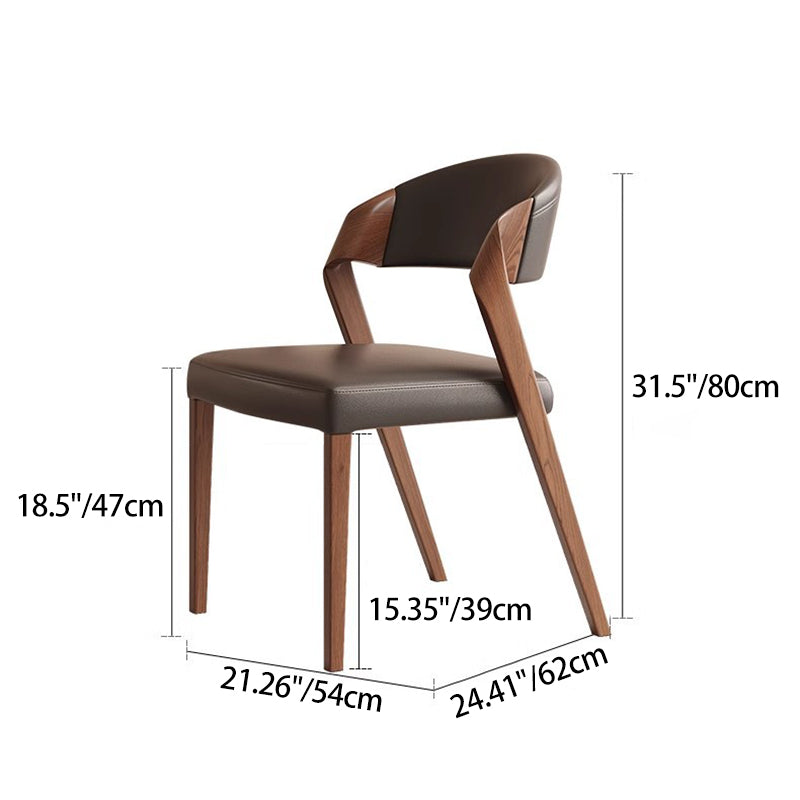Contemporary Scandinavian Arc Ash Wood Microfiber Leather Sponge Dining Chair Backrest Armless For Dining Room