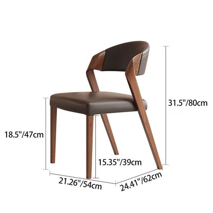 Contemporary Scandinavian Arc Ash Wood Microfiber Leather Sponge Dining Chair Backrest Armless For Dining Room