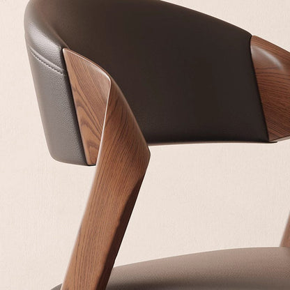 Contemporary Scandinavian Arc Ash Wood Microfiber Leather Sponge Dining Chair Backrest Armless For Dining Room