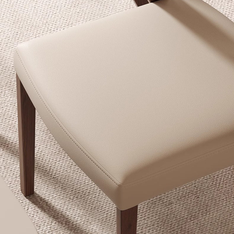 Contemporary Scandinavian Arc Ash Wood Microfiber Leather Sponge Dining Chair Backrest Armless For Dining Room