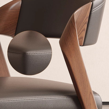 Contemporary Scandinavian Arc Ash Wood Microfiber Leather Sponge Dining Chair Backrest Armless For Dining Room