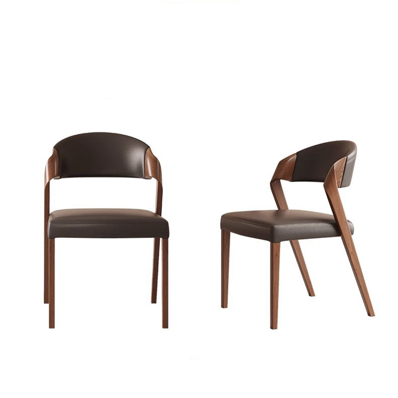Contemporary Scandinavian Arc Ash Wood Microfiber Leather Sponge Dining Chair Backrest Armless For Dining Room