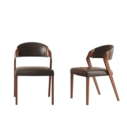 Contemporary Scandinavian Arc Ash Wood Microfiber Leather Sponge Dining Chair Backrest Armless For Dining Room