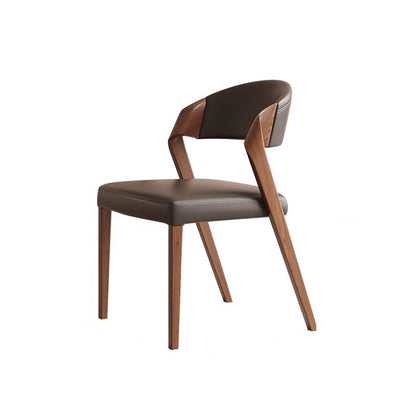 Contemporary Scandinavian Arc Ash Wood Microfiber Leather Sponge Dining Chair Backrest Armless For Dining Room