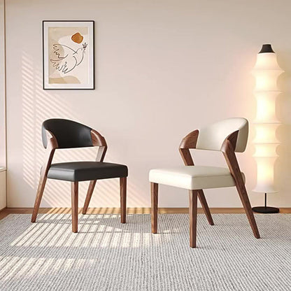 Contemporary Scandinavian Arc Ash Wood Microfiber Leather Sponge Dining Chair Backrest Armless For Dining Room