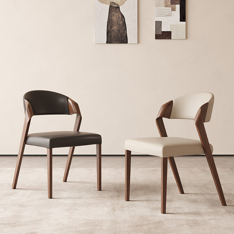 Contemporary Scandinavian Arc Ash Wood Microfiber Leather Sponge Dining Chair Backrest Armless For Dining Room