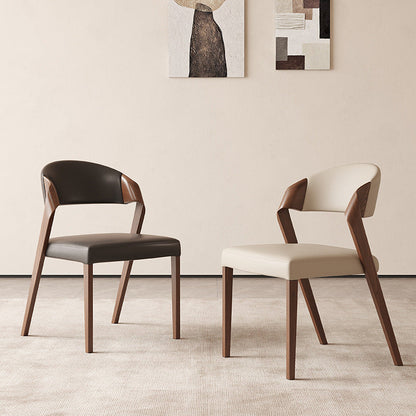 Contemporary Scandinavian Arc Ash Wood Microfiber Leather Sponge Dining Chair Backrest Armless For Dining Room